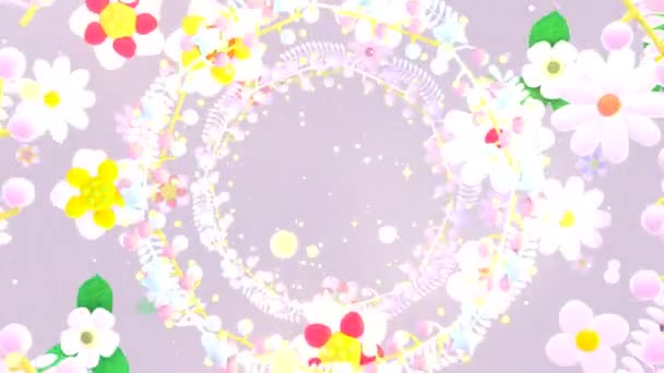 Looped Passing Beautiful Flower Wreaths Animation — Stockvideo