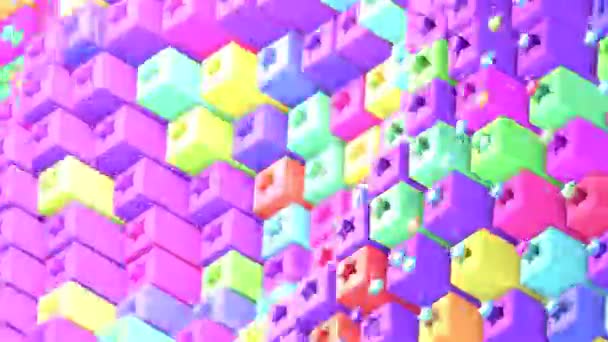 Looped Rainbow Pixel Cubes Stars Animation — 图库视频影像