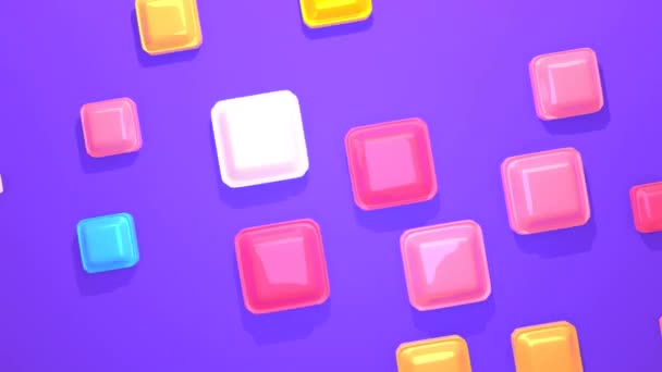 Looped Colorful Bricks Random Sizes Purple Background Animation — Stock video