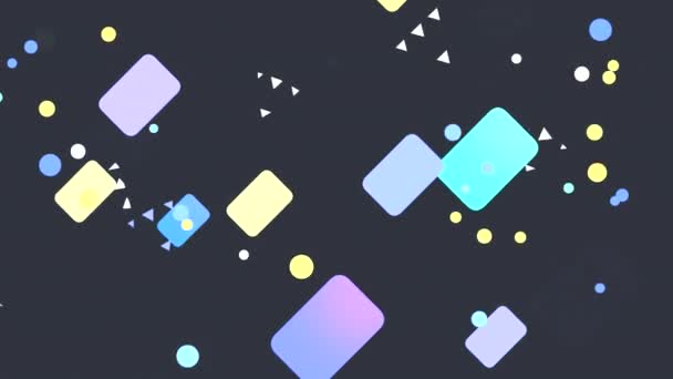 Looped Motion Graphics Colorful Rounded Squares Triangles Dots Pattern Slate — Stockvideo