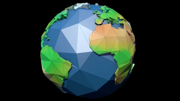 Low Poly Planet Earth World Map Rotating — 图库视频影像