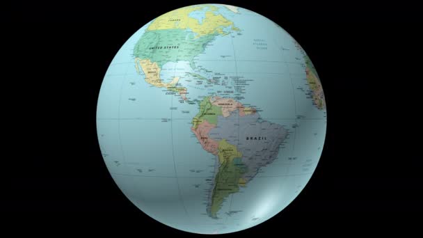 Top View Rotating Globe World Political Map — Videoclip de stoc