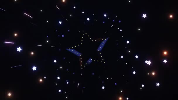 Зацикленные Звезды Лампочками Анимации Космического Пространства — стоковое видео