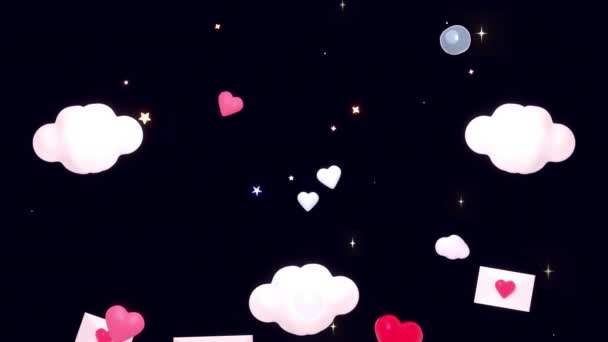 Looped Cartoon Love Letter Night Sky Animation — ストック動画