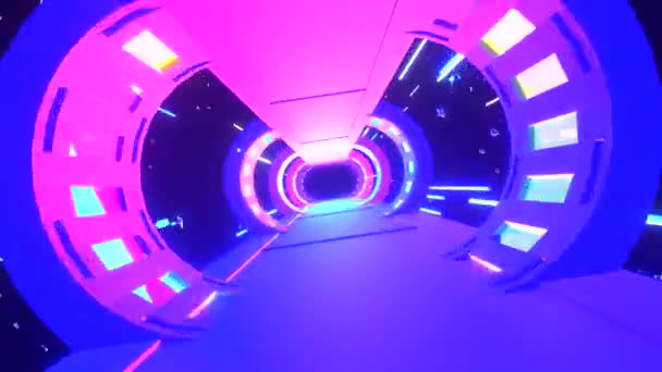 Looped Neon Outer Space Metro Station Animation — Stockvideo
