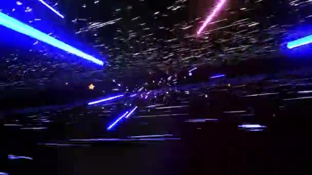 Looped Neon Lights Field Stars Glowing Lines Motion Graphics — Vídeos de Stock