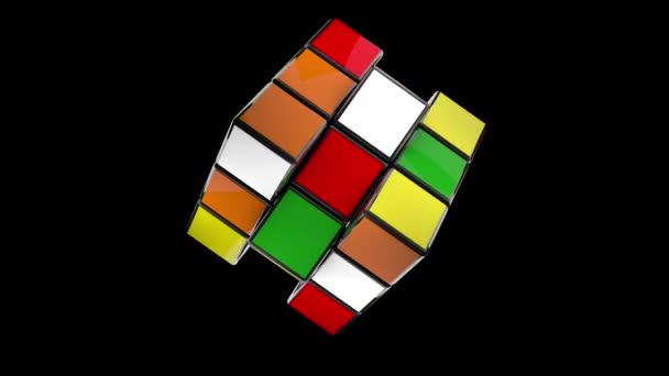 Rubiks Cube Rotating Itself Randomly — Vídeo de Stock
