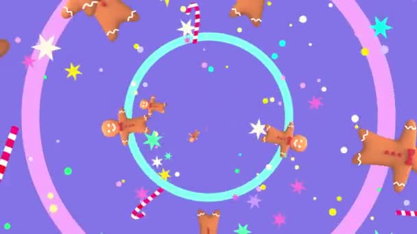 Looped Cartoon Gingerbread Man Pattern Background Motion Graphics — Wideo stockowe