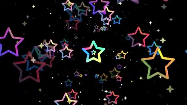 Цикловая Абстрактная Красочная Графика Движения Звёзд — стоковое видео