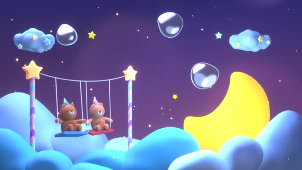 Cute Bear Dreamland Animation — Stockvideo