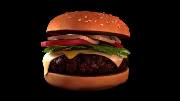 360 Degree Spin Hamburger Transparent Alpha Background — 비디오