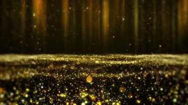 Gold Particles Glittering in a 3D animation