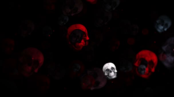 Dark Halloween Skulls Animation — Stock Video