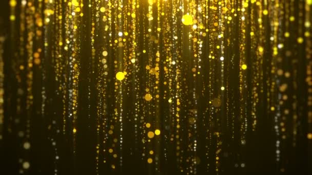Golden Balls Falling Ceiling Gold Background — ストック動画