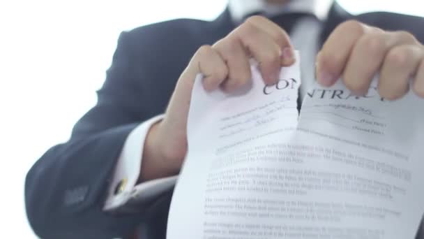 Businessman Cancels Deal Tearing Contract — Stock videók