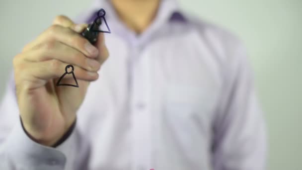 Man Draws Finance Business Network Illustration Transparent Screen — Stok video