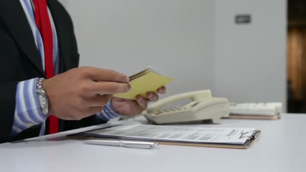 Businessman Checking Business Letters Mails — Vídeos de Stock