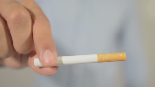 Man Breaks Cigarette Say Smoking — Video