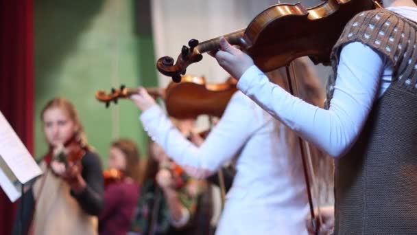 Ensemble Violinists Playing Violin — Video Stock