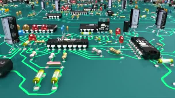 Circuit Board Technology Animation Green — Stock Video