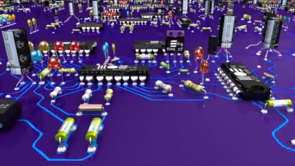 Circuit Board Technology Animation Purple — Stockvideo