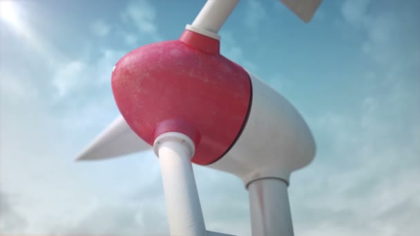 Wind Turbine Blue Sky Background — Stockvideo