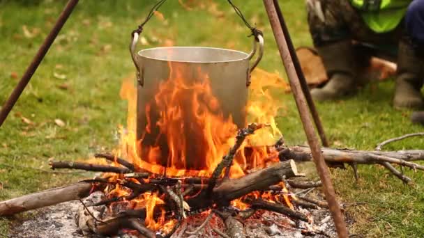 Cooking Soup Campfire — ストック動画