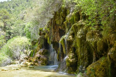 Dağlardaki dağ nehrinin güzel manzarası