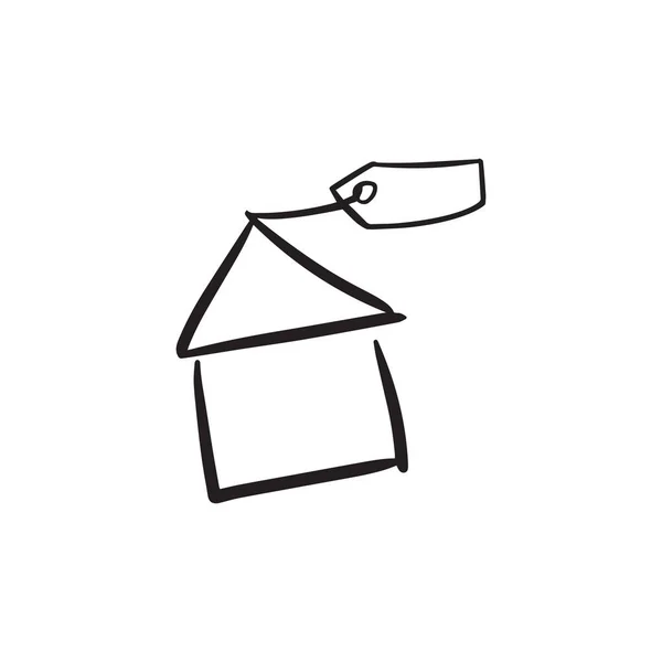 Ενοικίαση Διαμερίσματα Και Σπίτια Σκίτσο Λογότυπο Ενοικίασης Ακινήτων Ένα Απλό — Διανυσματικό Αρχείο