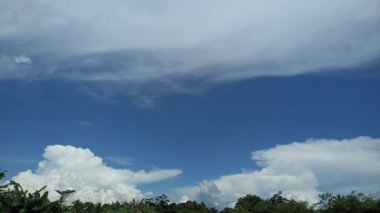 Mavi gökyüzü ve ince bulutlar gökyüzü temalı video veya çekim projeleriniz için uygundur, bulutlar, doğal manzara