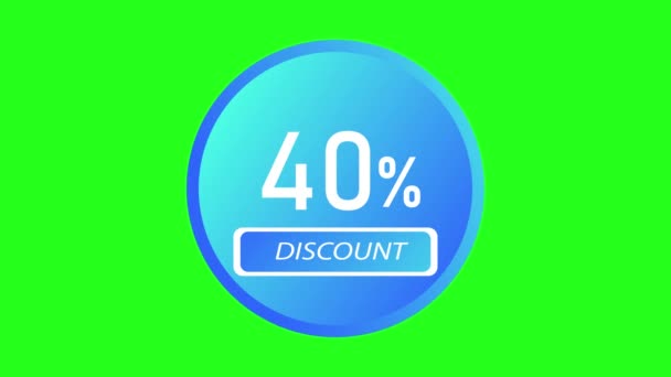 Promotion Animation Discount Promotion Forty Percent Discount Green Screen — Video