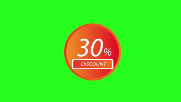 Promotion Animation Discount Promotion Thirty Percent Discount Green Screen — 图库视频影像