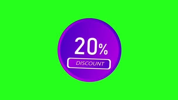 Promotion Animation Discount Promotion Twenty Percent Discount Green Screen — ストック動画