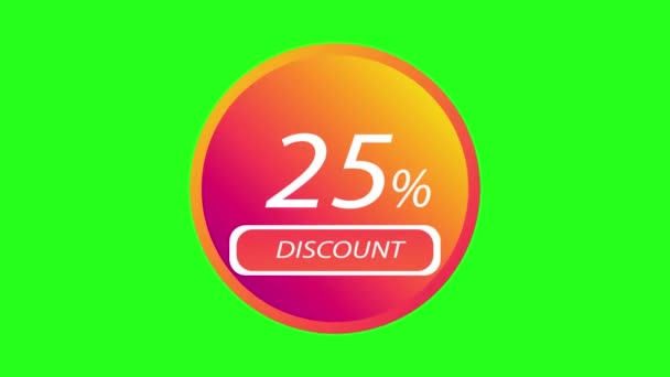Animation Discount Promotion Twenty Five Percent Discount Green Screen — 图库视频影像