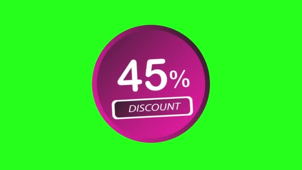 Animated Discount Promotion Forty Five Percent Discount Green Screen — Vídeo de stock