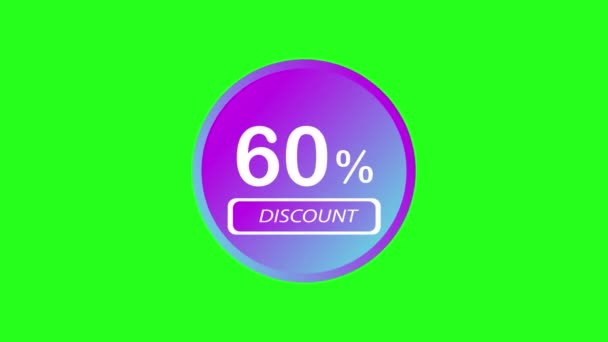 Promotion Animation Discount Promotion Sixty Percent Discount Green Screen — Stockvideo