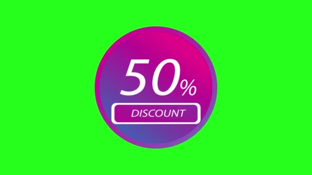Animation Discount Promotion Fifty Percent Discount Promotion Green Screen — Vídeo de Stock