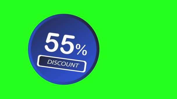 Animated Discount Promotion Fifty Five Percent Discount Green Screen — Stockvideo
