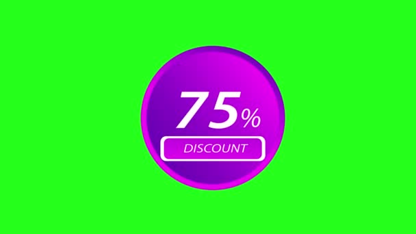 Promotion Animation Discount Promotion Seventy Five Percent Discount Green Screen — Αρχείο Βίντεο