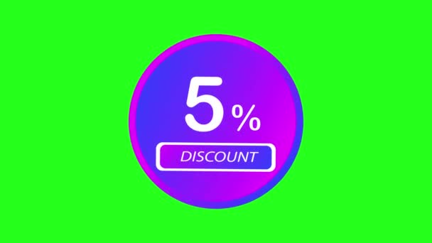 Animation Promotion Discount Promotion Five Percent Discount Green Screen — Stockvideo