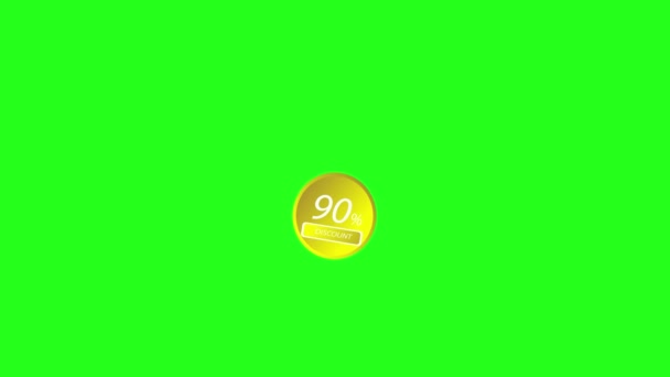 Promotion Animation Discount Promotion Ninety Percent Discount Green Screen — Stock Video