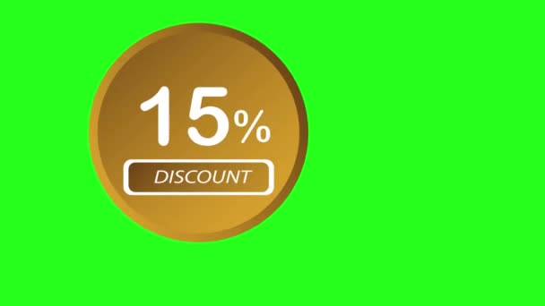 Animação Promoção Promoção Desconto Quinze Por Cento Desconto Tela Verde — Vídeo de Stock