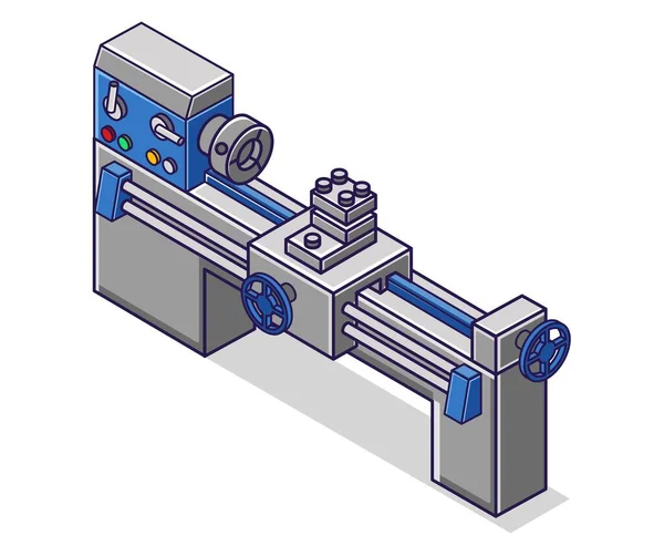 Flat Isometric Concept Illustration High Technology Cnc Lathe Industry — Stock vektor