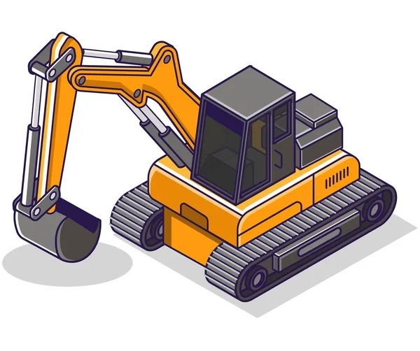 Flat Isometric Concept Illustration Beko Excavator — Stock Vector