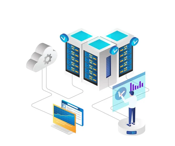 Platform Controlling Maintaining Cloud Server — Stock vektor