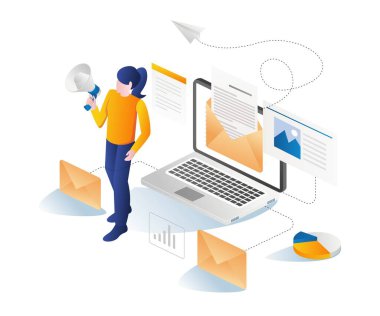 Dijital pazarlama e- postası yapan kız