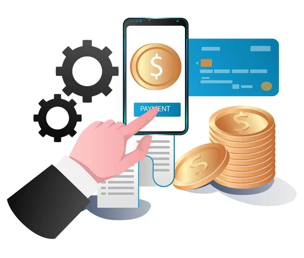 Make Online Payments Smartphone — Stock Vector