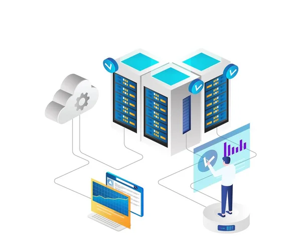 Plataforma Que Controla Mantiene Servidor Cloud — Vector de stock