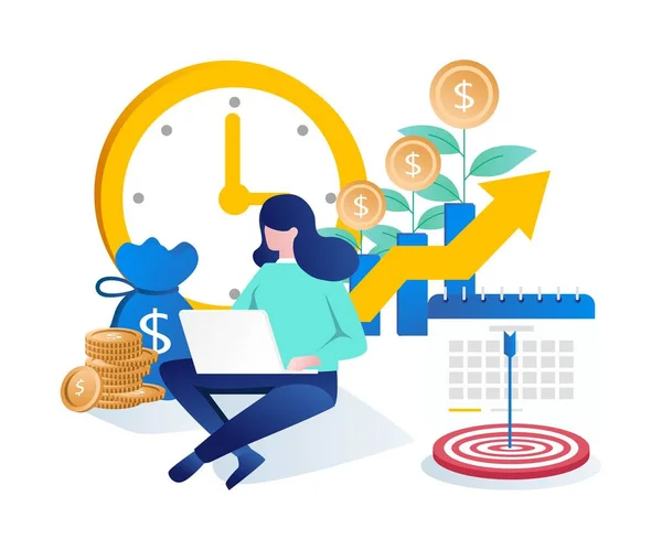 Girl Feeling Happy Earn Money Online Investment Business — Stockvector