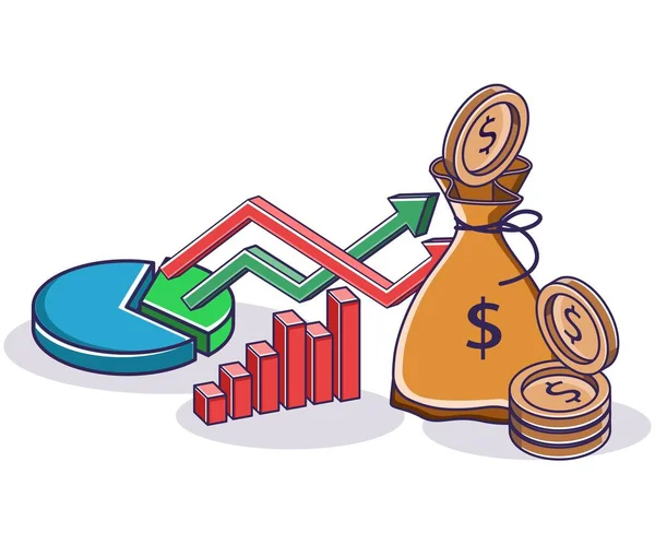Money Filled Sack Data Analyst Pie Chart — Stockový vektor